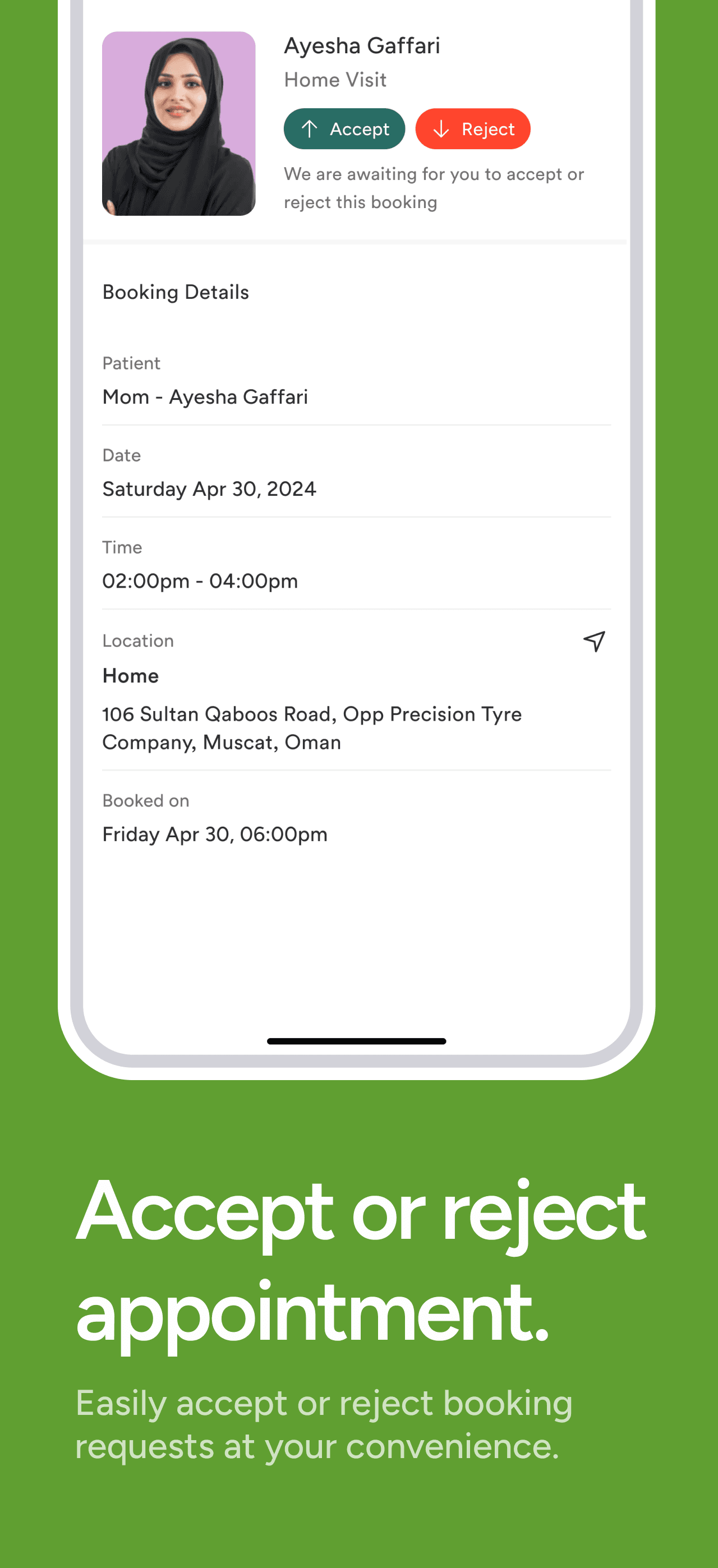 Patient booking flow